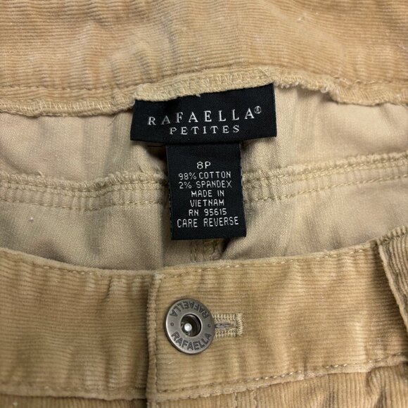 Rafaella Straight Leg Women's size 8P Beige Corduroy Pants - Picture 2 of 3